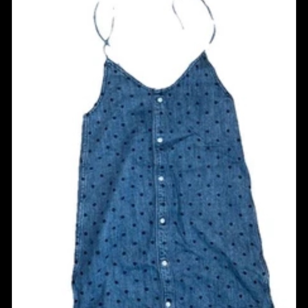 New DL1961 Blue Polka Dot/Spotted Button-Down Denim Dress. NWT.